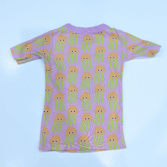 Hanna Andersson Green Pink Jellyfish Short John Organic Cotton Pajamas 120 6 7 - Picture 3 of 8